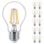 Multipack 10x Philips MASTER Value LED Bulb E27 Pear Clear 3.4W 470lm - 927 Extra Warm White | Best Colour Rendering - Dimmable - Replaces 40W